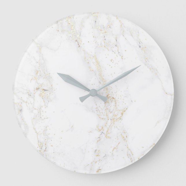 white marble false glitter large clock (Front)