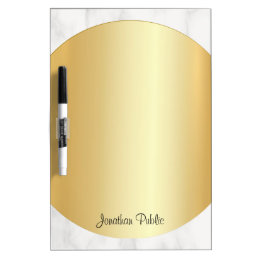 White Marble Faux Gold Calligraphy Name Template Dry Erase Board