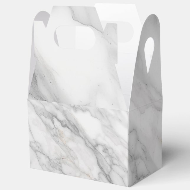 White Marble Favor Boxes (Open)