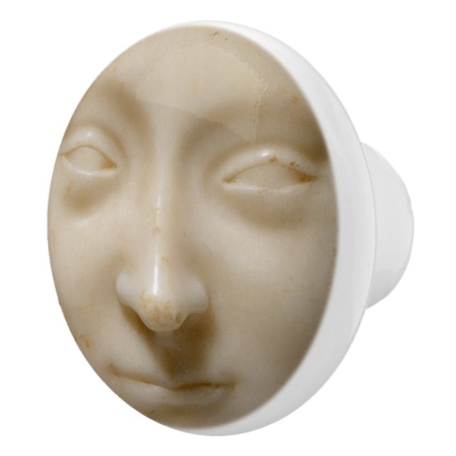 White Marble Female Face Sculpture - Museum Art  C Ceramic Knob (Right)