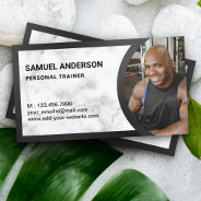 White Marble Fitness Personal Trainer Photo Business Card at Zazzle
