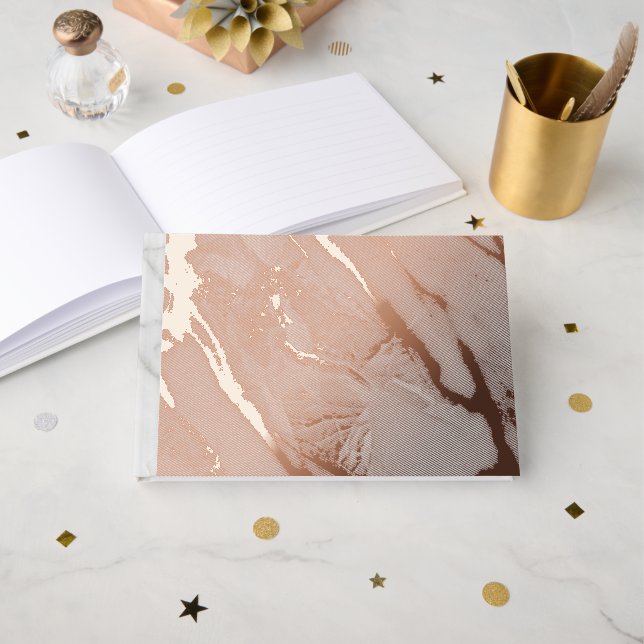 White Marble Foil Guest Book (Front Open)