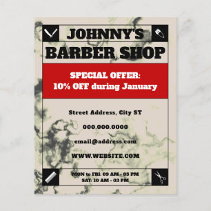 White marble framed barber style  flyer