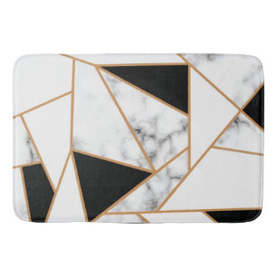 White Marble Geometric in Gold Bath Mat