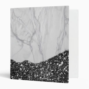 White Marble Gilded Black Agate 3 Ring Binder