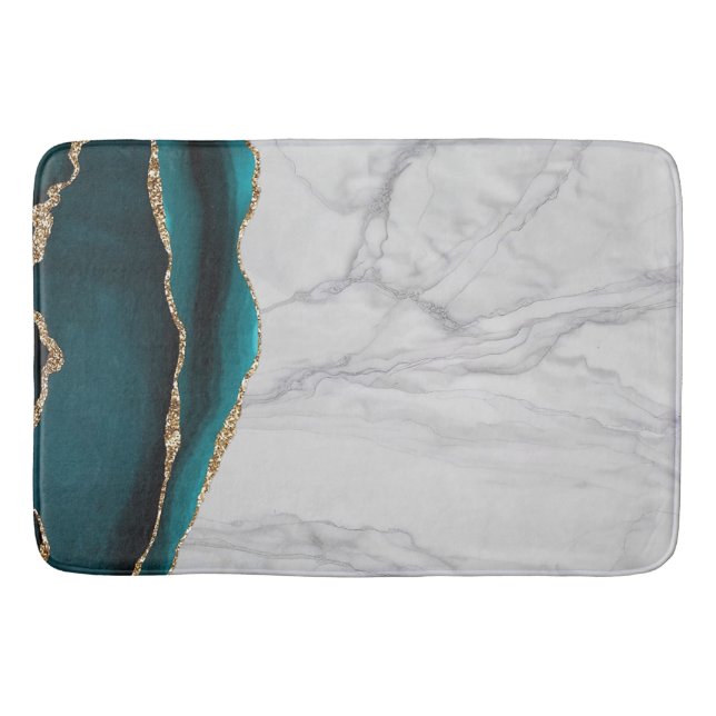 White Marble Gilded Black Agate Bath Mat (Front)