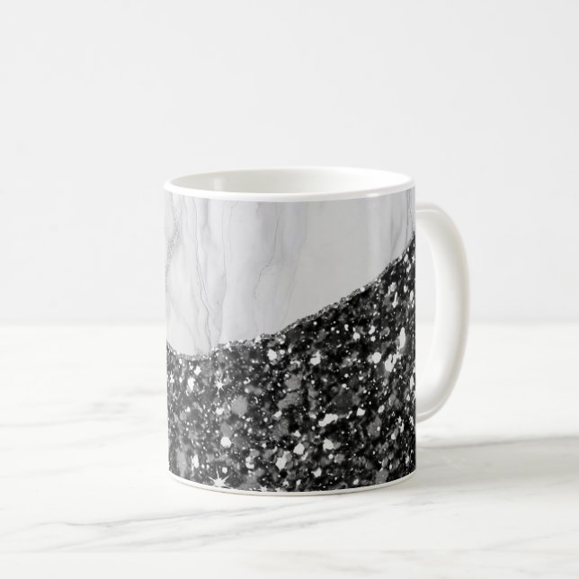 White Marble Gilded Black Agate Coffee Mug (Front Right)