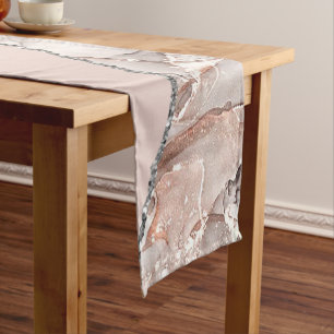 White Marble Gilded Blush Pink Agate Short Table Runner