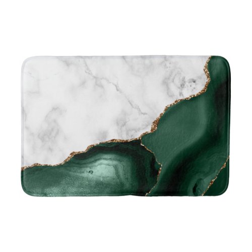 White Marble Gilded Emerald Green Agate Bath Mat