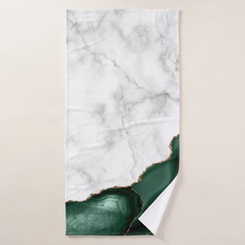 White Marble Gilded Emerald Green Agate Bath Towel