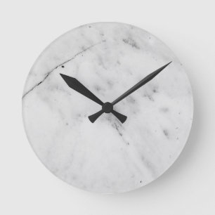 White Marble Glam #1 #marble #decor #art Round Clock