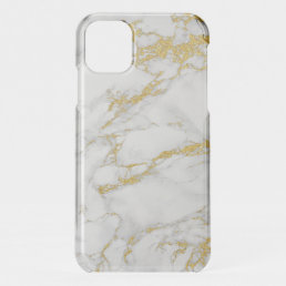 White Marble Gold Accent iPhone 11 Case