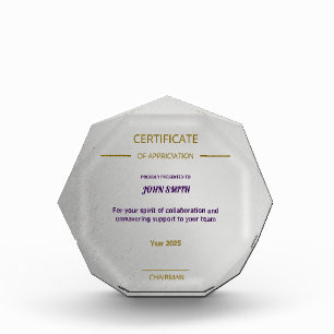 White Marble & Gold Acrylic Award