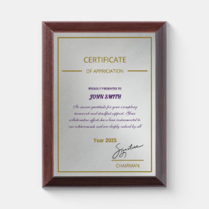 White Marble & Gold Award Plaque