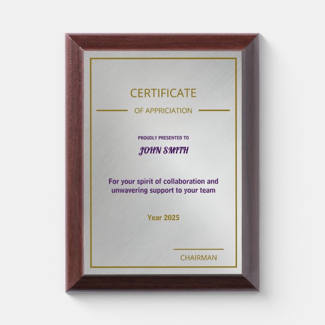 White Marble & Gold Award Plaque (Vertical)