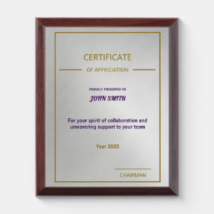 White Marble & Gold Award Plaque