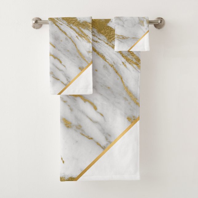 WHITE MARBLE GOLD BATH TOWEL SET (Insitu)