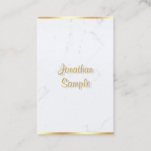 White Marble Gold Calligraphy Script Modern Business Card