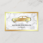 White Marble Gold Car Professional Chauffeur Business Card at Zazzle