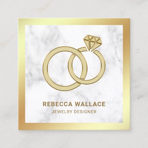White Marble Gold Diamond Engagement Ring Jeweler Square Business Card