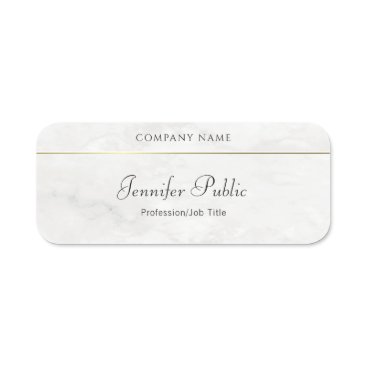 White Marble Gold Elegant Hand Script Template Name Tag
