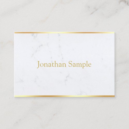 White Marble Gold Name Modern Elegant Template Business Card