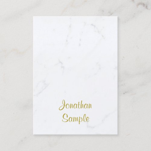 White Marble Gold Script Luxurious Template Modern Business Card