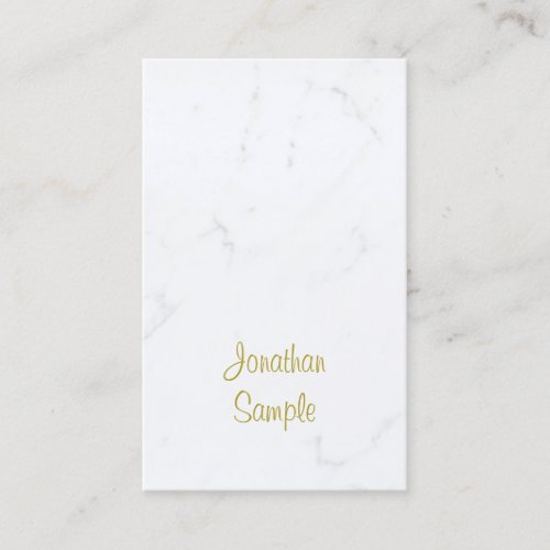 White Marble Gold Script Template Luxury Modern Business Card