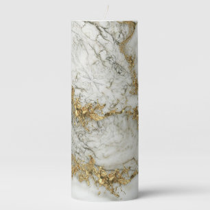 White Marble Gold Splatter Abstract Pillar Candle