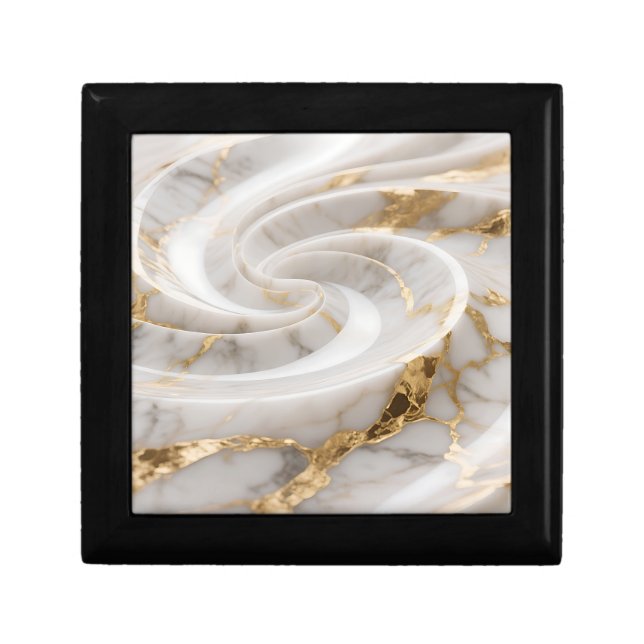 White Marble Gold Swirl Pattern Gift Box (Front)
