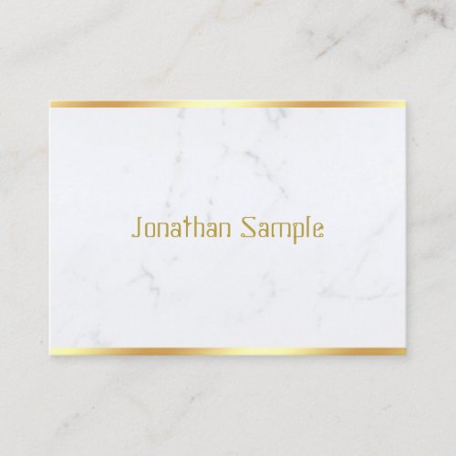 White Marble Gold Text Elegant Custom Template Business Card