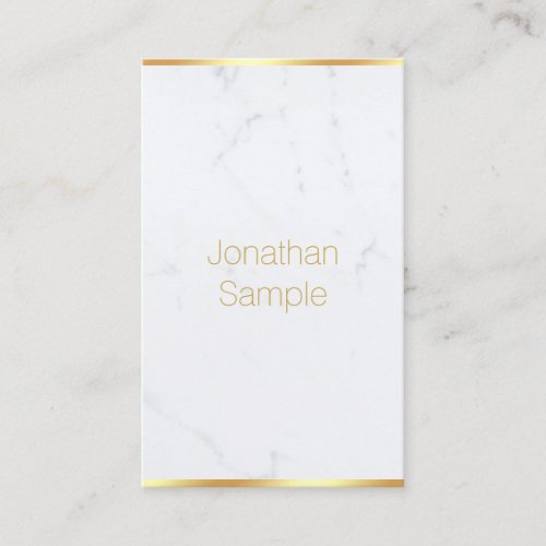 White Marble Gold Text Modern Professional Elegant Business Card