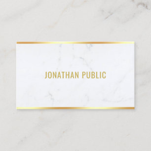 White Marble Gold Text Professional Modern Elegant Business Card