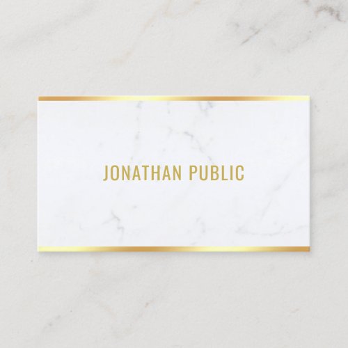 White Marble Gold Text Professional Modern Elegant Business Card