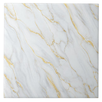 White Marble Gold Vein Pattern Ceramic Tile