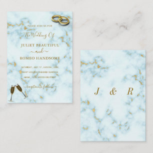 White Marble Gold Wedding Invitations Template
