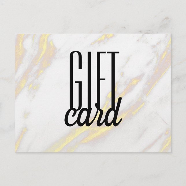 White Marble Golden Dust Black Letter Gift Card (Front)