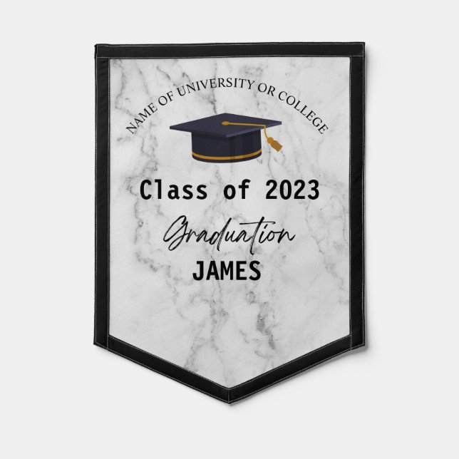 White Marble Graduation keepsake  Pennant (Front)
