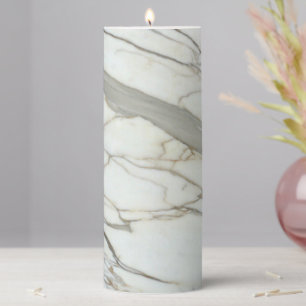 White marble granite luxury natural texture pillar candle