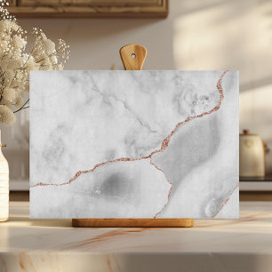 White Marble Gray Agate Rose Gold Glitter Cutting Board