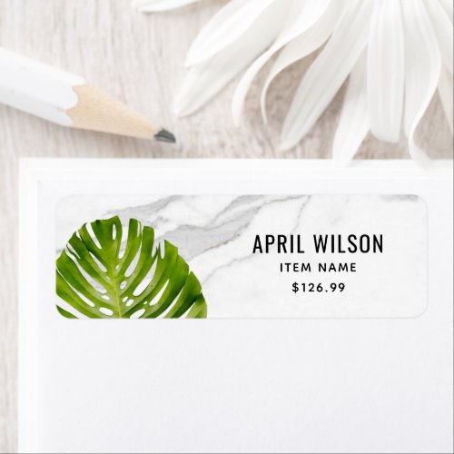 WHITE MARBLE GREEN MONSTERA LEAF FOLIAGE PRICE LABEL