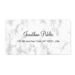 White Marble Hand Script Elegant Modern Shipping Label