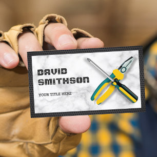 White Marble Handyman Repair Tools Electrician Business Card
