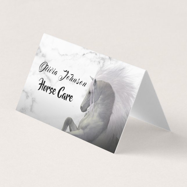White Marble Horse Business Card (Front)