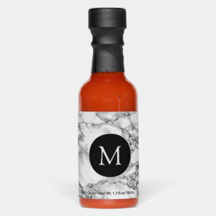 White Marble Hot Sauces Personalized Your Letter