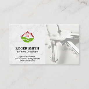 White Marble   House Icon   Keys Business Card