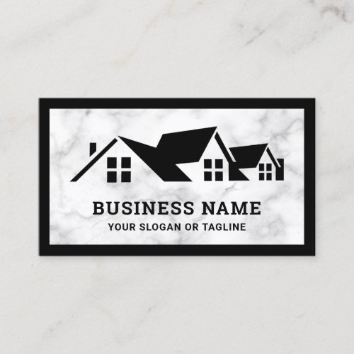 White Marble House Roofing Construction Roofer Business Card
