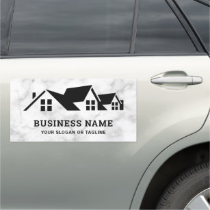 White Marble House Roofing Construction Roofer Car Magnet