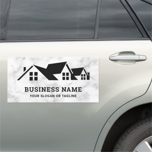 White Marble House Roofing Construction Roofer Car Magnet