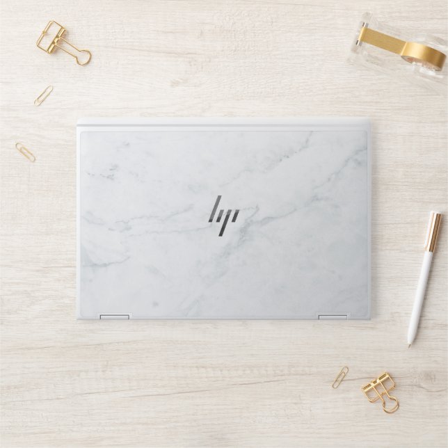White Marble HP Laptop Skin (Desk)